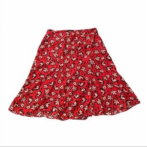 NWOT Who What Wear Red & Pink Floral A-Line Skirt